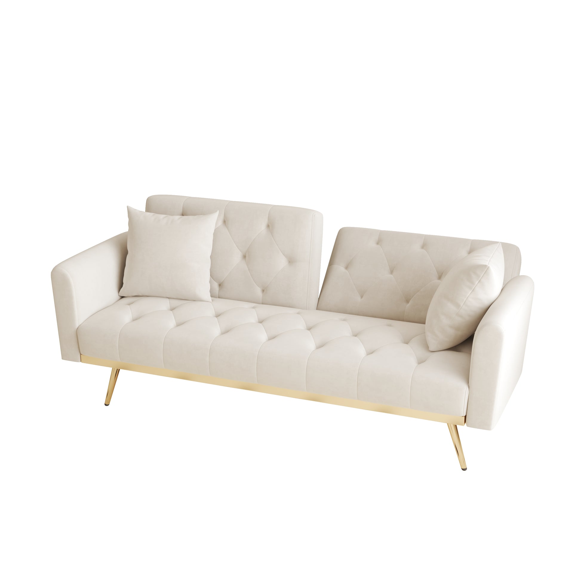 The 68.3 "Beige Velvet Sofabed Is Good Looking And Easy To Assemble Beige Velvet 2 Seat