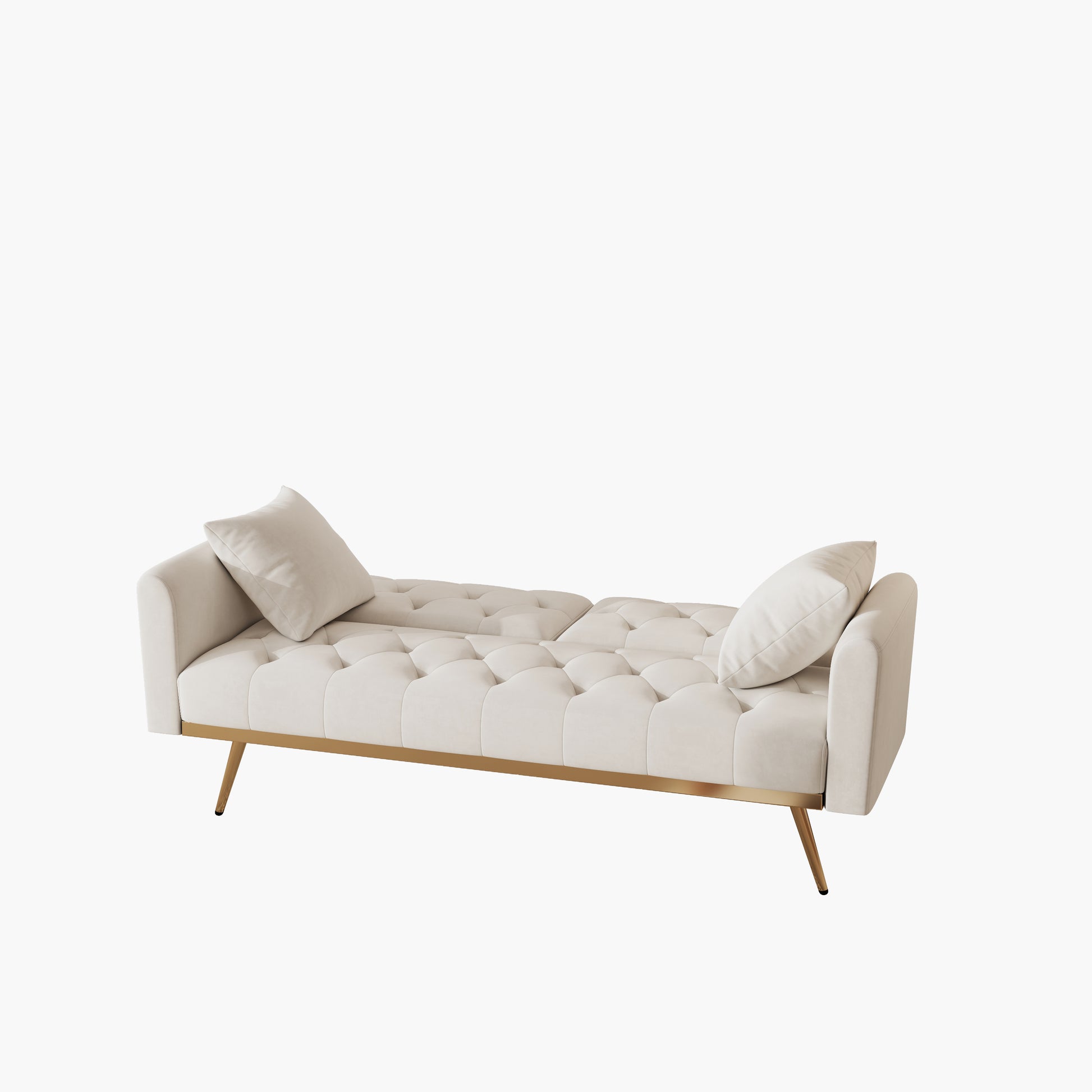 The 68.3 "Beige Velvet Sofabed Is Good Looking And Easy To Assemble Beige Velvet 2 Seat