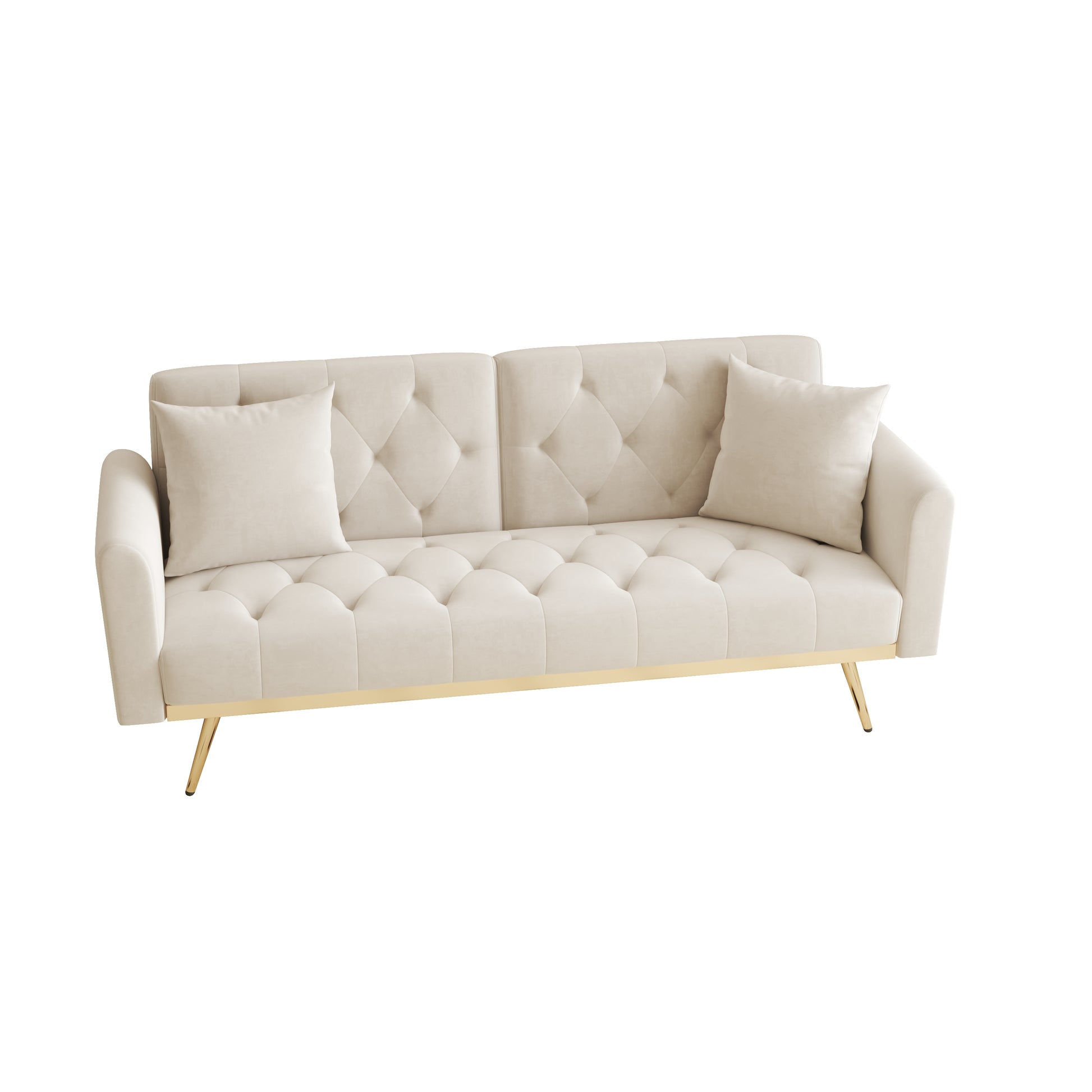 The 68.3 "Beige Velvet Sofabed Is Good Looking And Easy To Assemble Beige Velvet 2 Seat