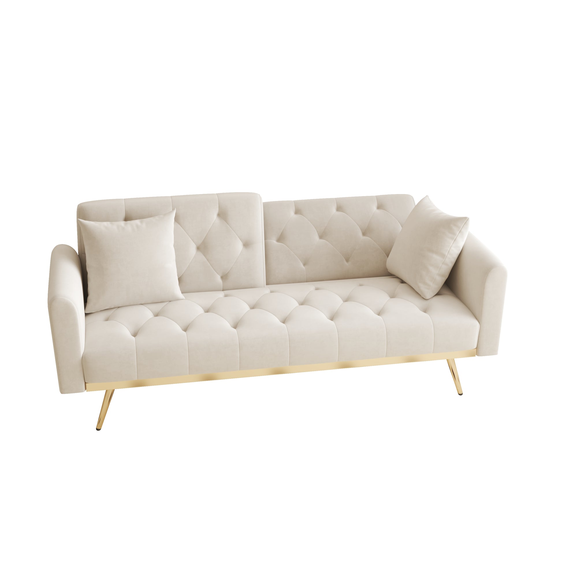 The 68.3 "Beige Velvet Sofabed Is Good Looking And Easy To Assemble Beige Velvet 2 Seat