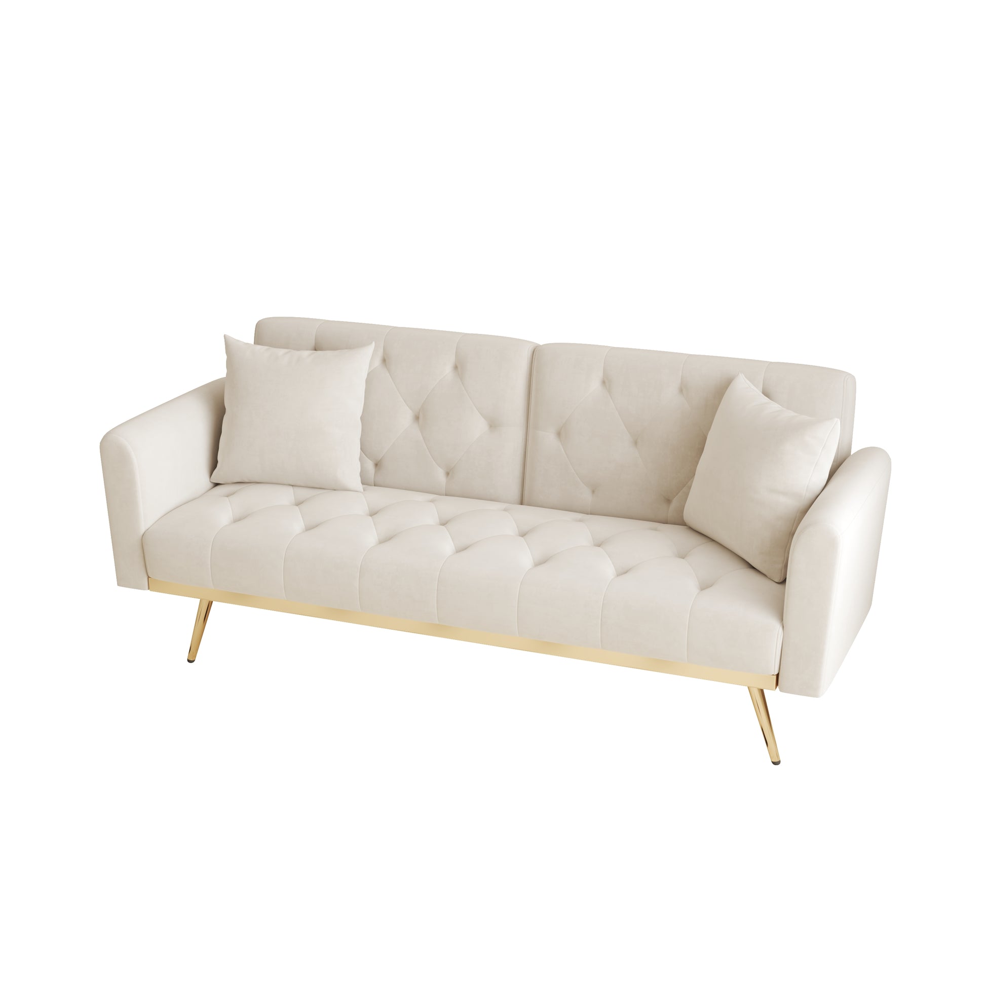 The 68.3 "Beige Velvet Sofabed Is Good Looking And Easy To Assemble Beige Velvet 2 Seat