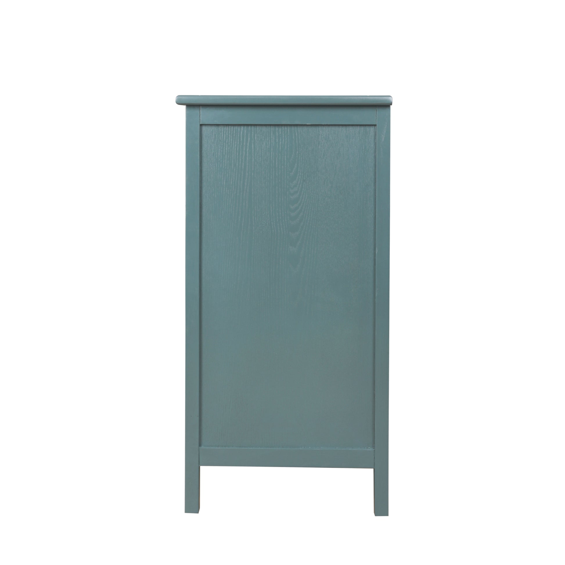 2 Door Cabinet With Semicircular Elements,Natural Rattan Weaving,Suitable For Multiple Scenes Such As Living Room, Bedroom, Study Room Dark Green Mdf