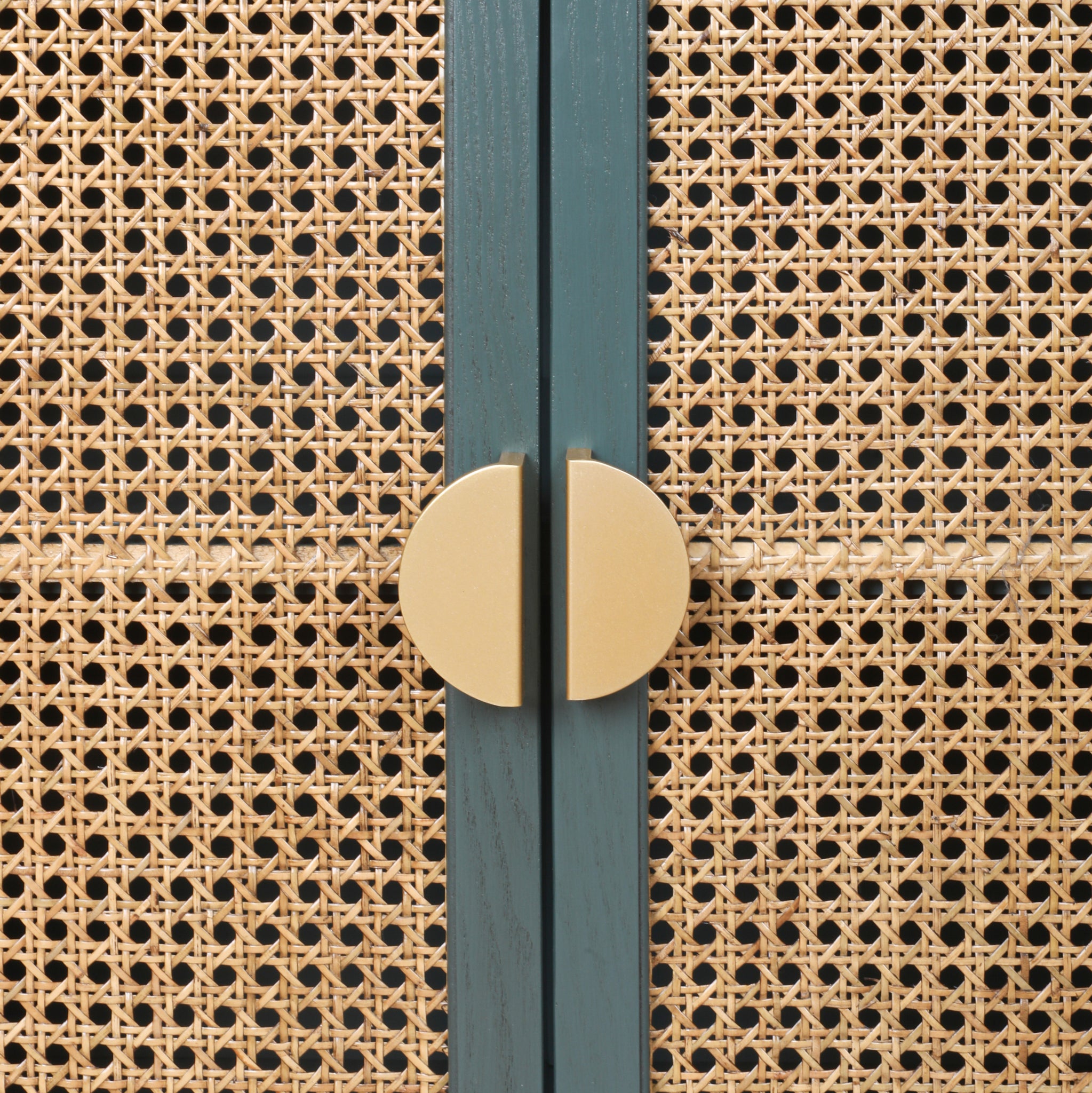 2 door cabinet with semicircular elements,natural dark green-mdf