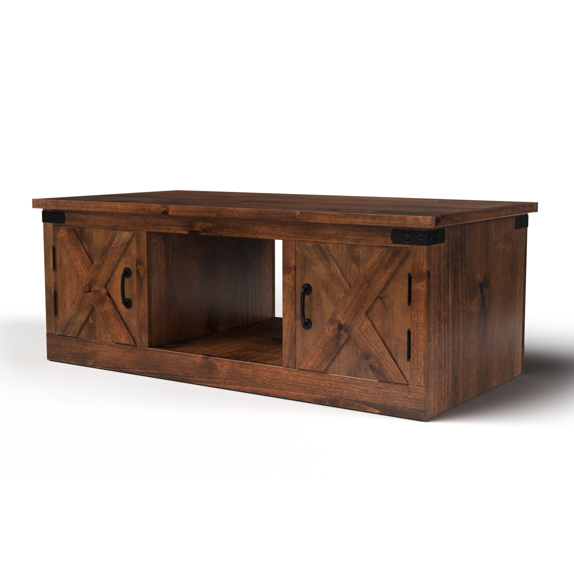 Farmhouse 48 Inch Coffee Table, No Assembly Required, Aged Whiskey Finish Brown Brown Primary Living Space Farmhouse,Lodge,Rustic Alder Rectangular Coffee & End Tables Solid Wood