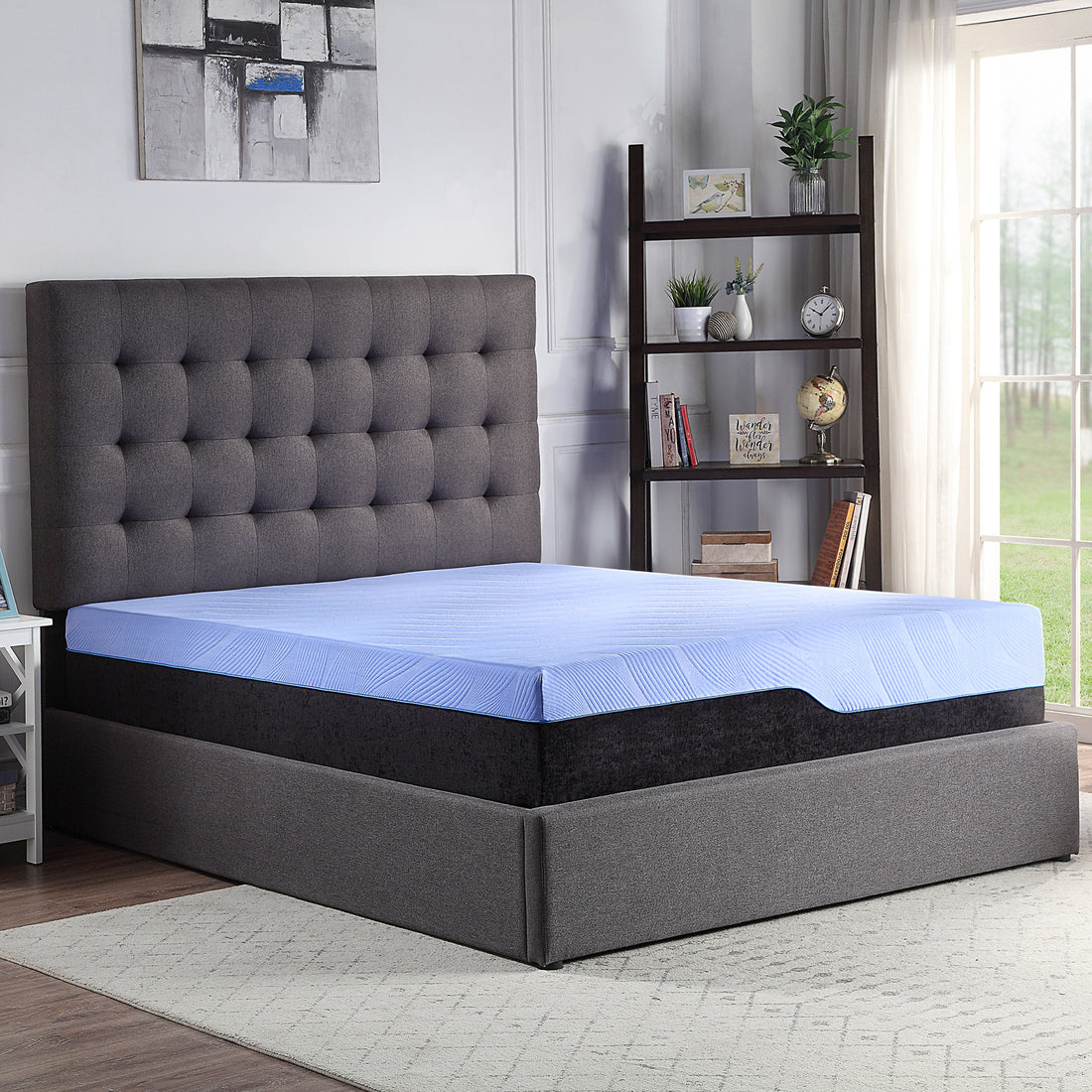 12 Inch Refresh Hybrid Cooling Gelcare Memory Foam And Coil Kids Mattress, Twin Xl Size Blue Bedroom Foam Spring