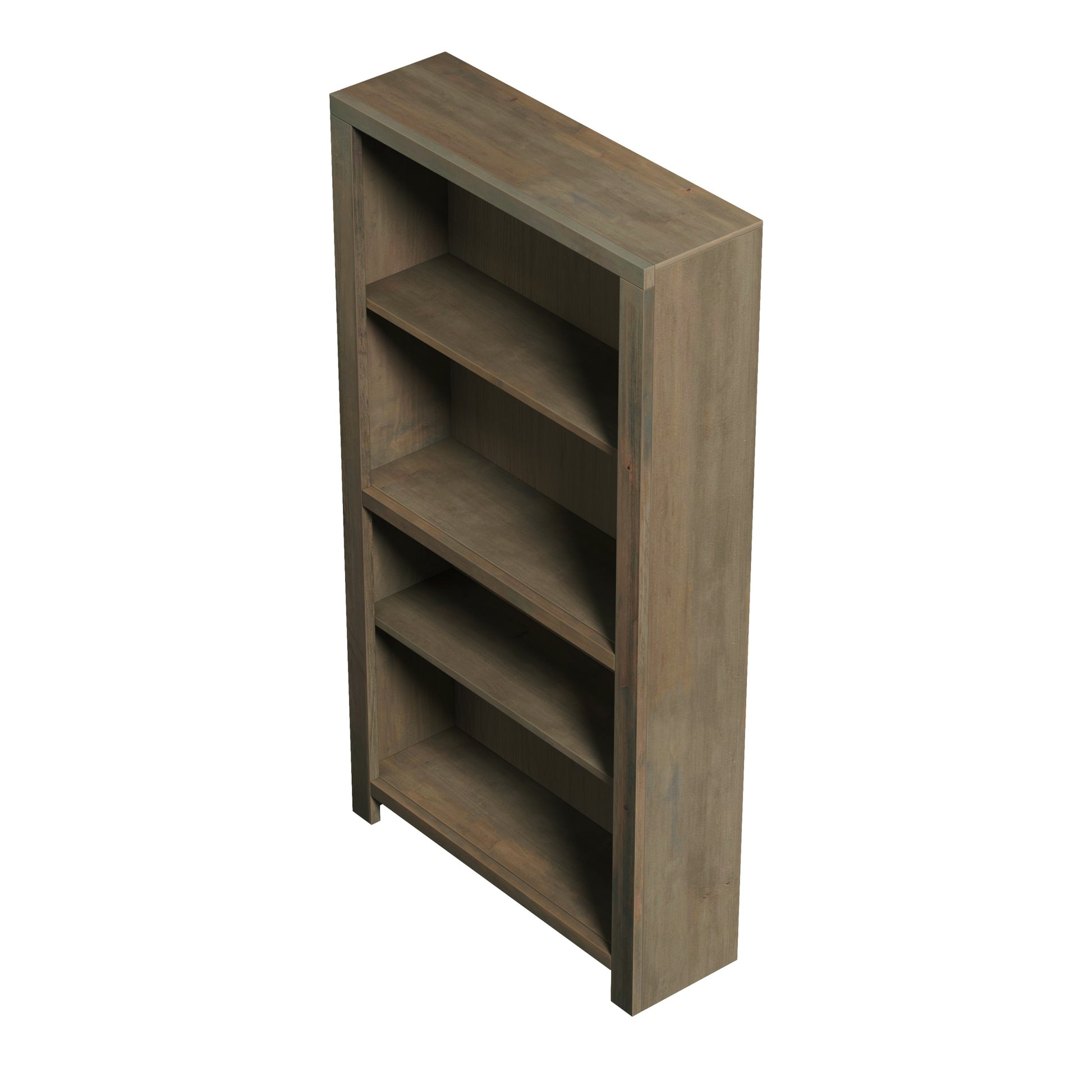 Joshua Creek 60 Inch High 4 Shelf Bookcase, No Assembly Required, Barnwood Finish 3 Brown Brown Closed Back Rustic,Transitional Alder Solid Wood