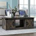 Farmhouse 48 Inch Coffee Table, No Assembly Required, Barnwood Finish Brown Brown Primary Living Space Farmhouse,Lodge,Rustic Alder Rectangular Coffee & End Tables Solid Wood