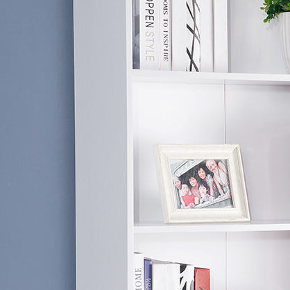 White Bookcase Display, Modern Bookstand With Five Shelves White Particle Board