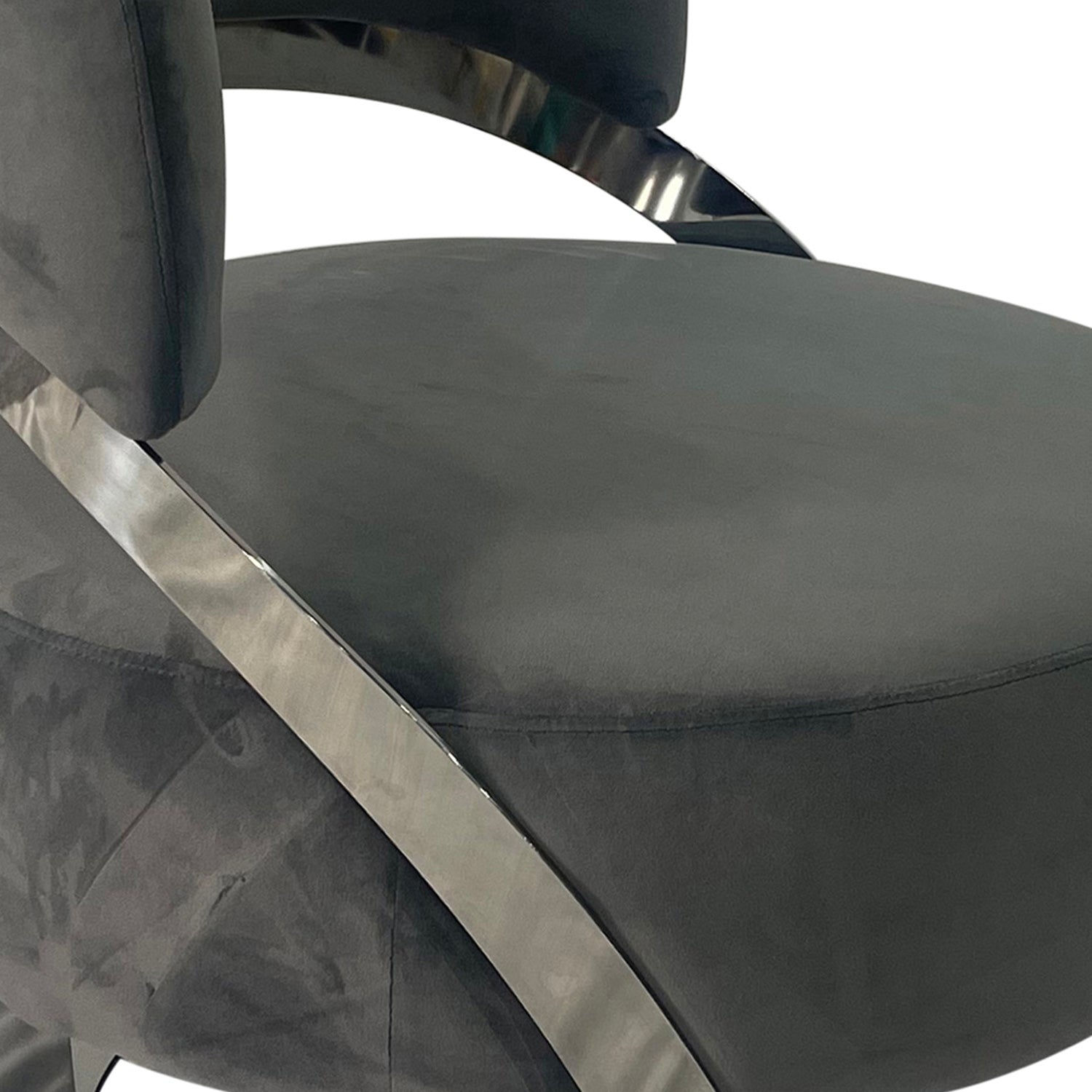 Ashy Grey And Silver Sofa Chair Grey Stainless Steel Velvet