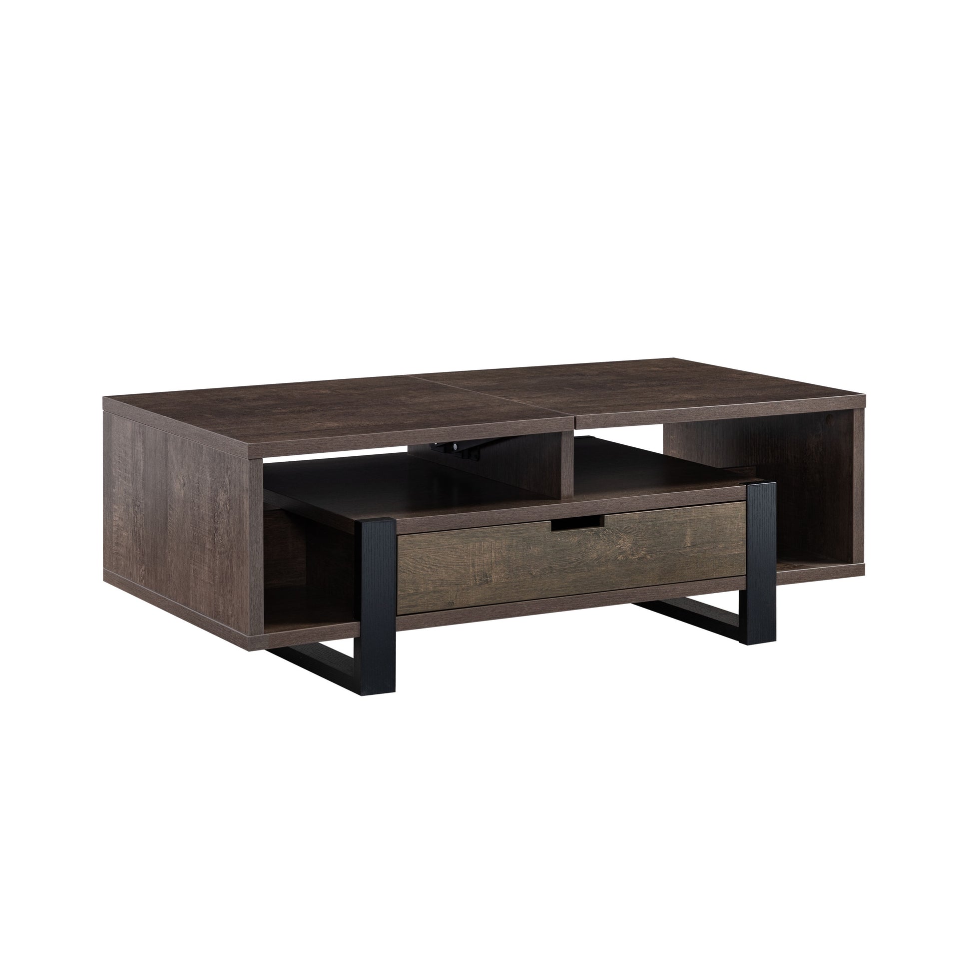 Contemporary Coffee Table With Drawer And Lift Top Table Top Dark Brown Walnut Particle Board