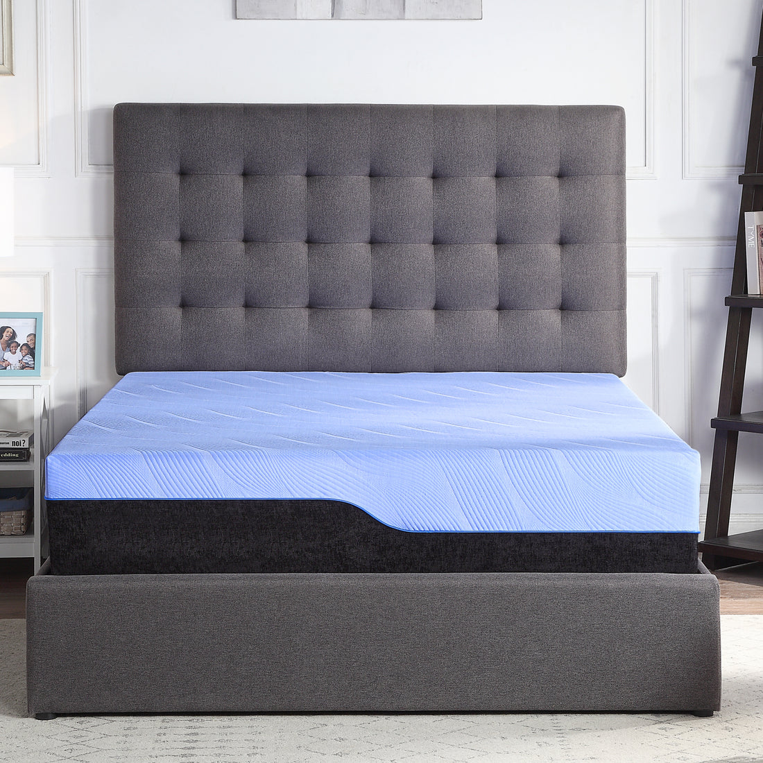 12 Inch Refresh Hybrid Cooling Fast Responding Latex Foam And Coil Adult Mattress, King Size Blue Bedroom Foam Spring King