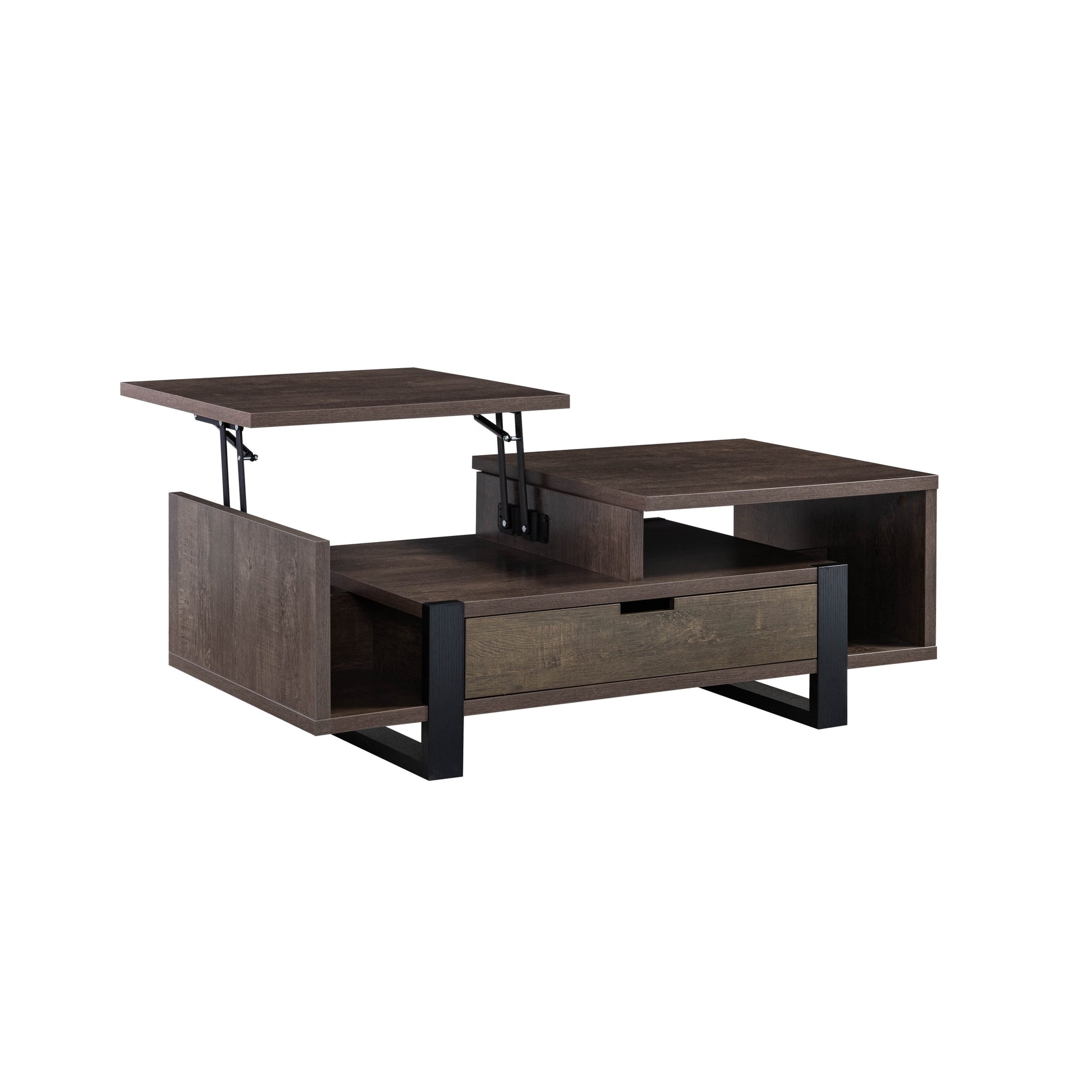 Contemporary Coffee Table With Drawer And Lift Top Table Top Dark Brown Walnut Particle Board