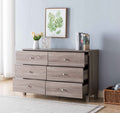 Dresser Six Drawers With Metal Knob Handles Brown Taupe Particle Board