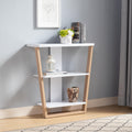 Contemporary Console Table With Three Open Shelves White & Light Brown White Particle Board