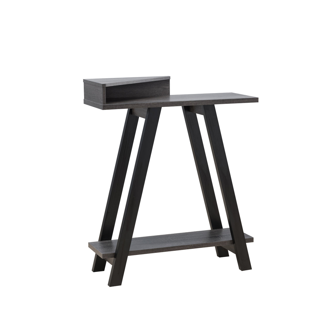 Contemporary Two Toned Console Table With Two Shelves Black & Grey Grey Particle Board