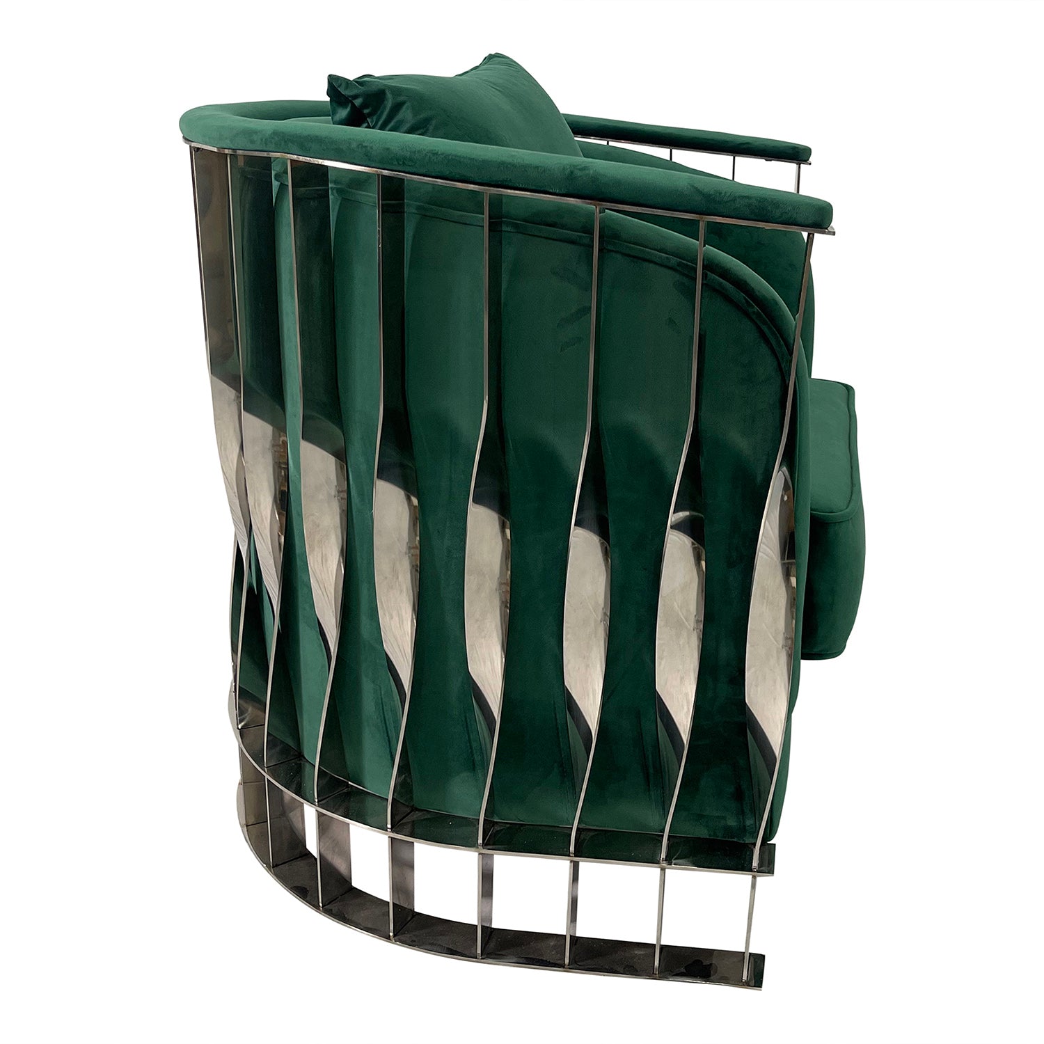 Green And Silver Sofa Chair Green Stainless Steel Velvet