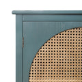 2 Door Cabinet With Semicircular Elements,Natural Rattan Weaving,Suitable For Multiple Scenes Such As Living Room, Bedroom, Study Room Dark Green Mdf