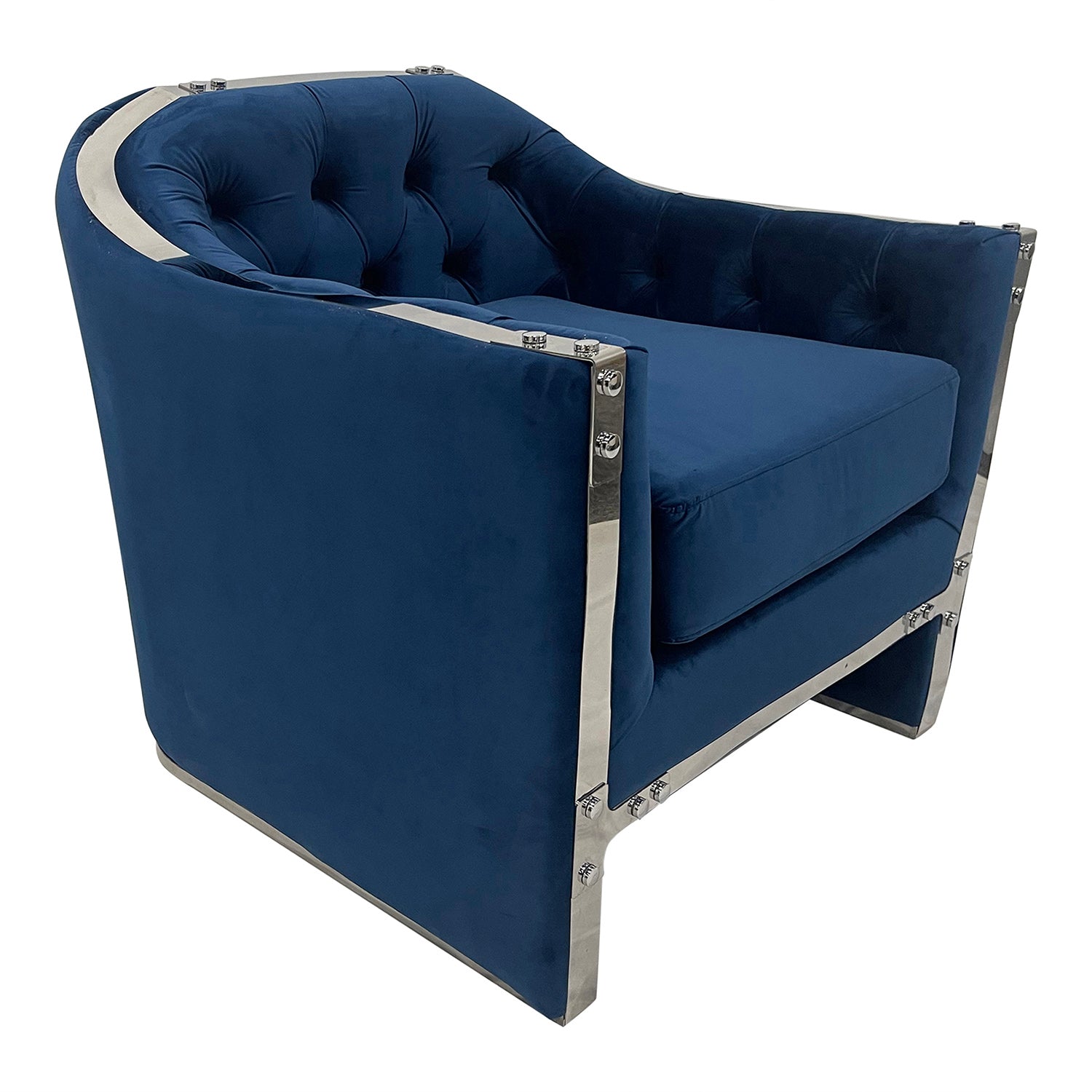 Navy And Silver Sofa Chair Navy Stainless Steel Velvet