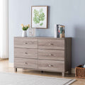 Dresser Six Drawers With Metal Knob Handles Brown Taupe Particle Board