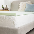 3 Inch Short Queen Size Cool Gel Memory Foam Mattress Topper Light Green Bedroom Foam