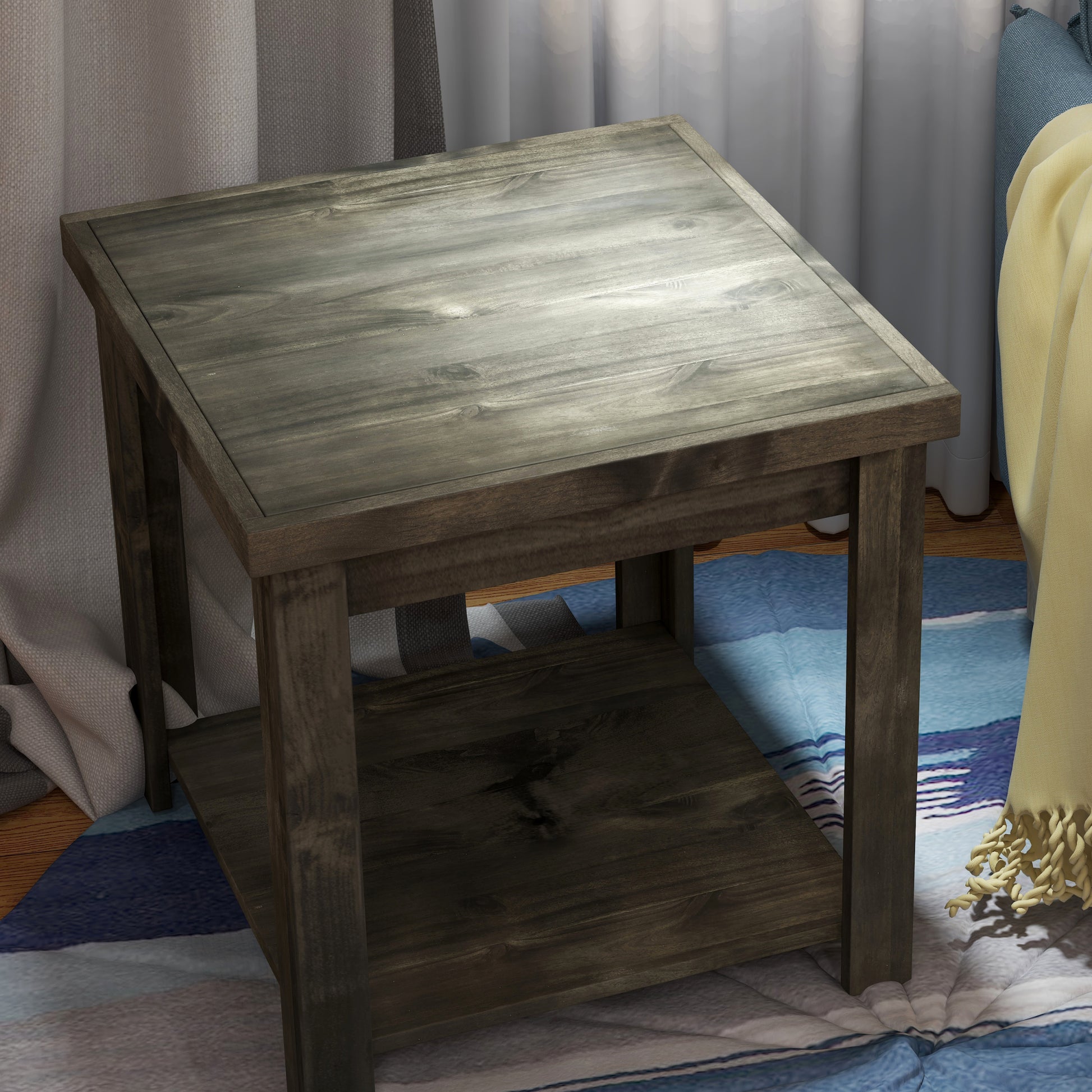 Joshua Creek 24 Inch Side Table, No Assembly Required, Barnwood Finish Brown Brown Primary Living Space Rustic,Transitional Alder Solid Wood