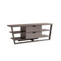 Tv Stand With Four Open Shelves And Two Drawers With Cutout Handles Dark Brown Brown 60 69 Inches Particle Board