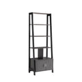 Modern Bookcase With Four Open Shelves And Two Door Cabinet Black & Grey Grey Particle Board