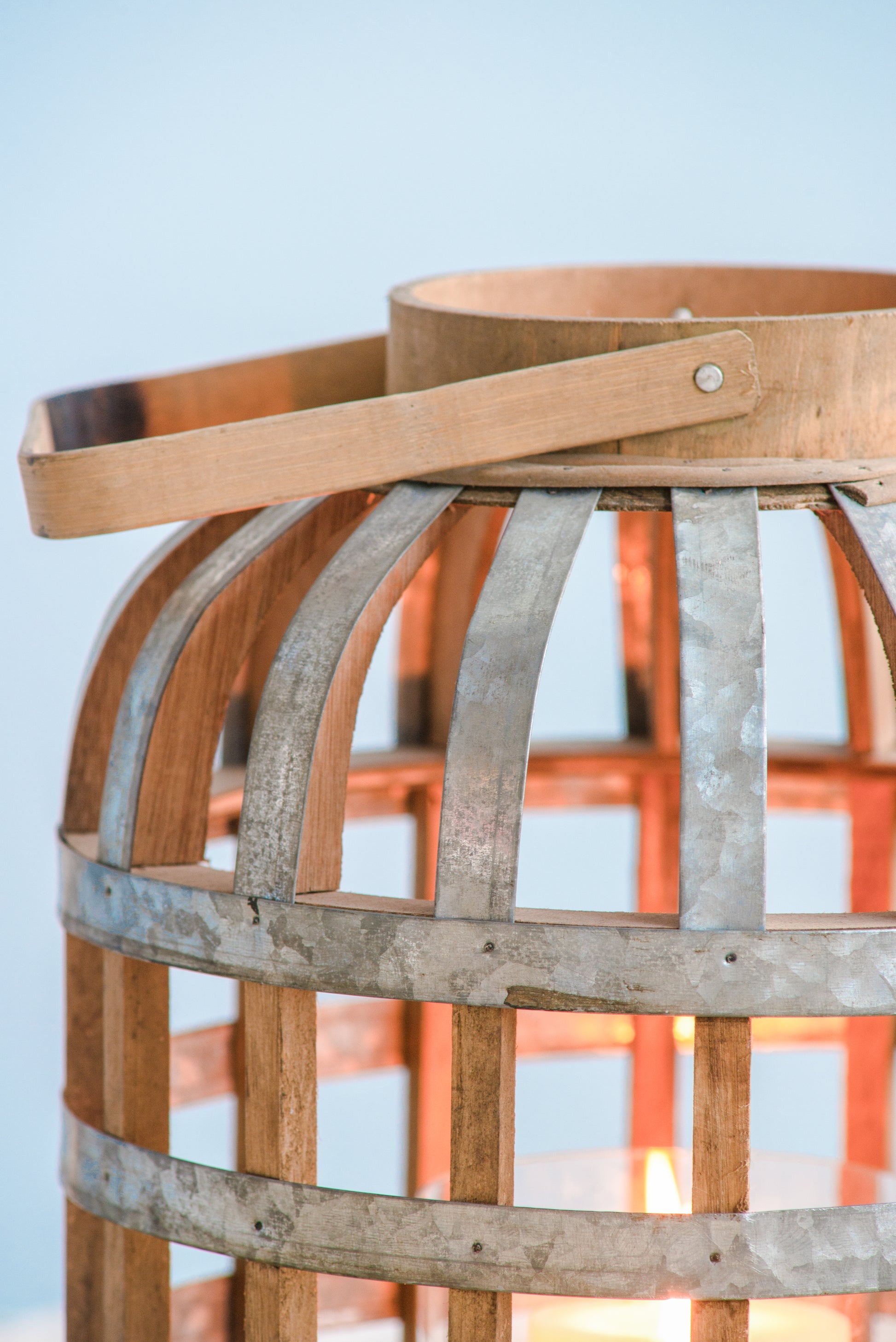 Decorative Lantern With Handle, Wooden Lantern For Indoor Outdoor, Home Garden Wedding Silver Iron