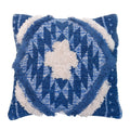 18 X 18 Shaggy Cotton Accent Throw Pillows, Southwest Aztec Pattern, Set Of 2, Blue, White White Blue Cotton