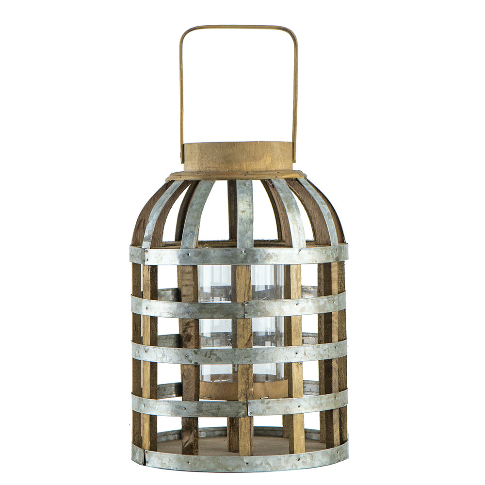 Decorative Lantern With Handle, Wooden Lantern For Indoor Outdoor, Home Garden Wedding Silver Iron