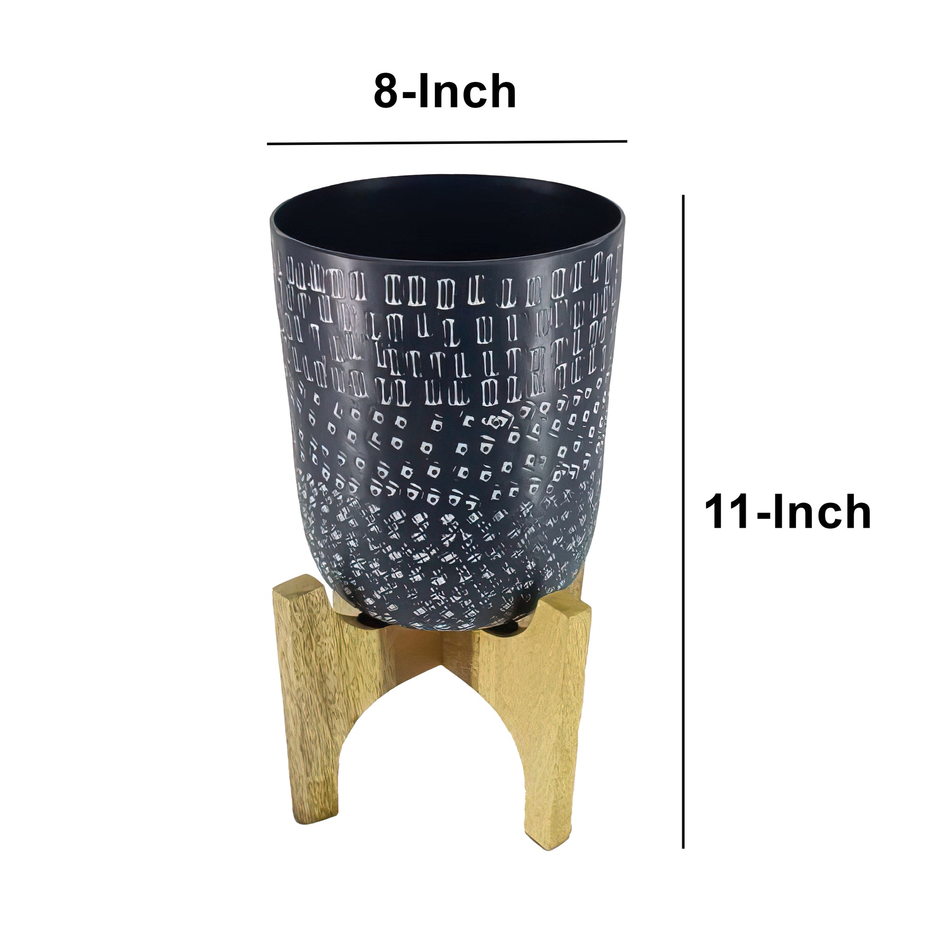 hammered metal plant pot Alex 8 Inch Artisanal Industrial Round Hammered Metal Planter Pot With