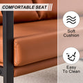 Pu Leather Armchair Metal Frame Cushion Armchair, Cushion Backrest, Living Room Sofa 1 Double Sofa 2 Single Sofa Brown Pu Leather Metal Frame Foam Sf 008 Brown Foam Pu 4 Seat