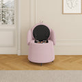 Multi Functional Stool 23 Inches Movable Storage, Pink Teddy Fleece Everywhere In The Bedroom And Living Room Pink Teddy Polyester Blend
