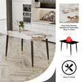 Modern Minimalist Dining Table. A Patterned Sintered Stone Tabletop With Black Metal Legs. Suitable For Kitchen And Living Room 50