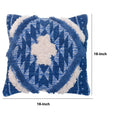 18 X 18 Shaggy Cotton Accent Throw Pillows, Southwest Aztec Pattern, Set Of 2, Blue, White White Blue Cotton