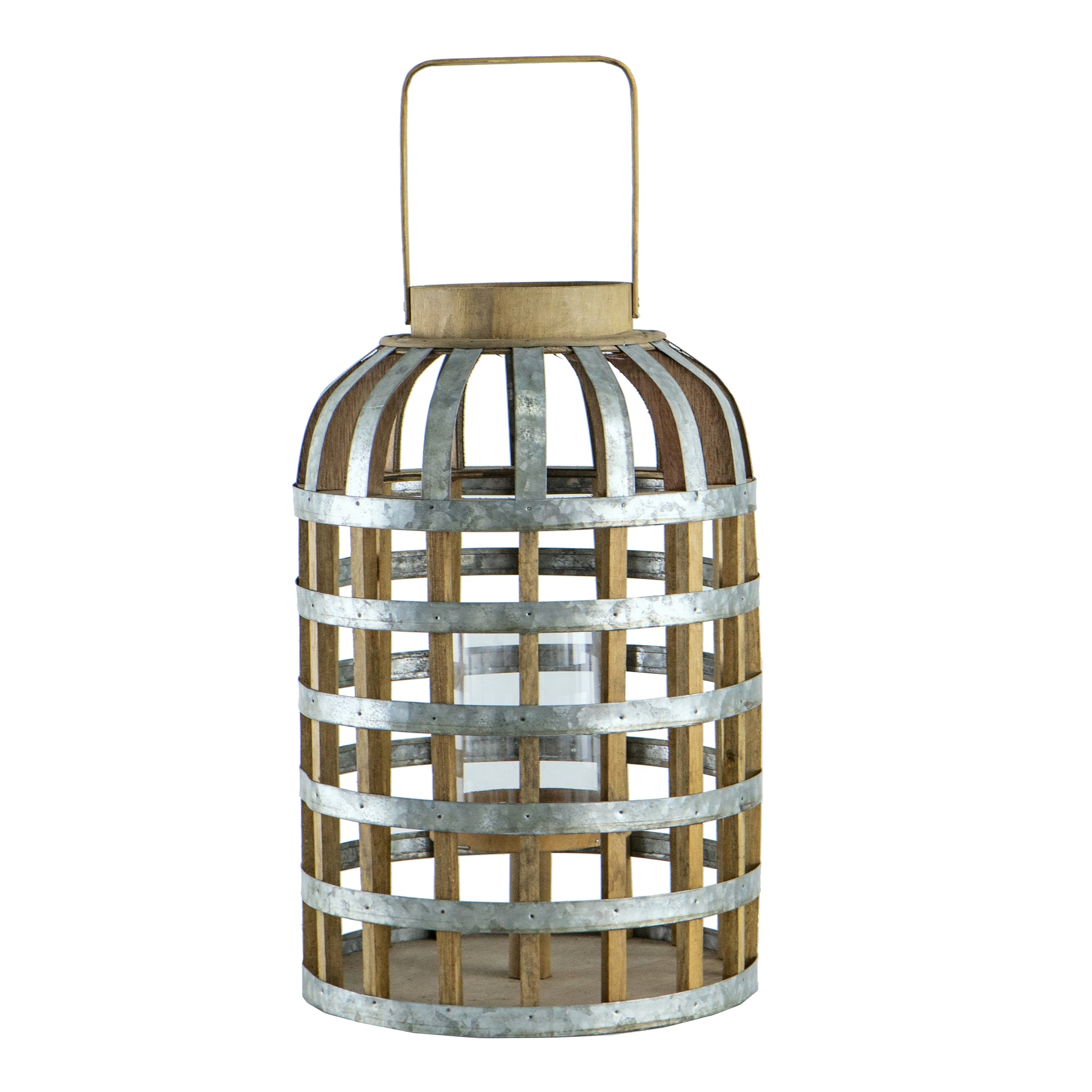 Decorative Lantern With Handle, Wooden Lantern For Indoor Outdoor, Home Garden Wedding Silver Iron