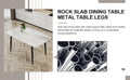 Modern Minimalist Dining Table. White Imitation Marble Pattern Sintered Stone Desktop With Black Metal Legs.50