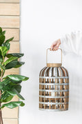 Decorative Lantern With Handle, Wooden Lantern For Indoor Outdoor, Home Garden Wedding Silver Iron