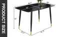 Modern Minimalist Dining Table. Black Sintered Stone Tabletop With Golden Stripe Pattern, Black Metal Legs. Suitable For Kitchen Restaurantand And Living Room 50