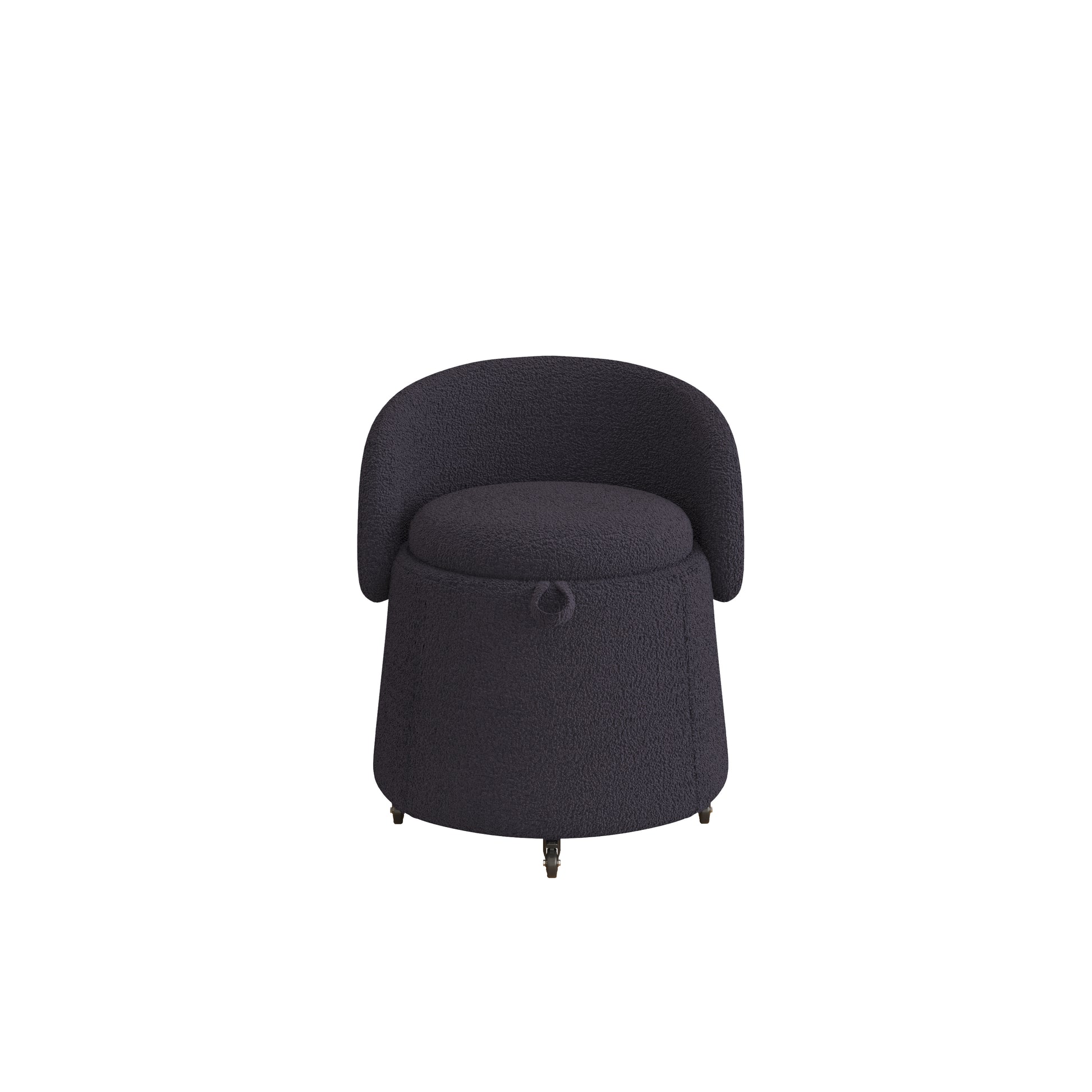 Multi Functional Stool Can Be Moved For Storage,Teddy Fleece Bedroom And Living Room Gray Polyester Blend
