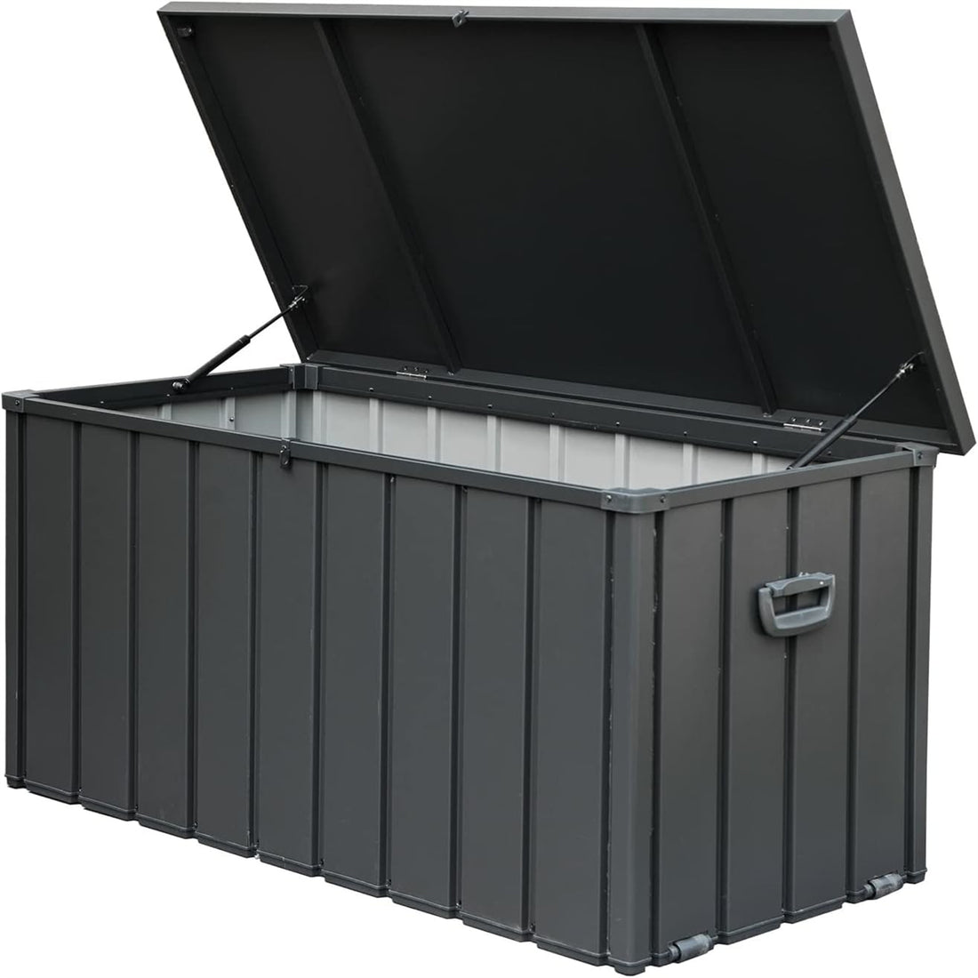 160 Gallon Outdoor Storage Deck Box Waterproof, Large dark gray-steel