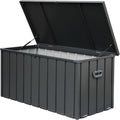 100 Gallon Outdoor Storage Deck Box Waterproof, Large dark gray-steel