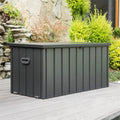 100 Gallon Outdoor Storage Deck Box Waterproof, Large dark gray-steel