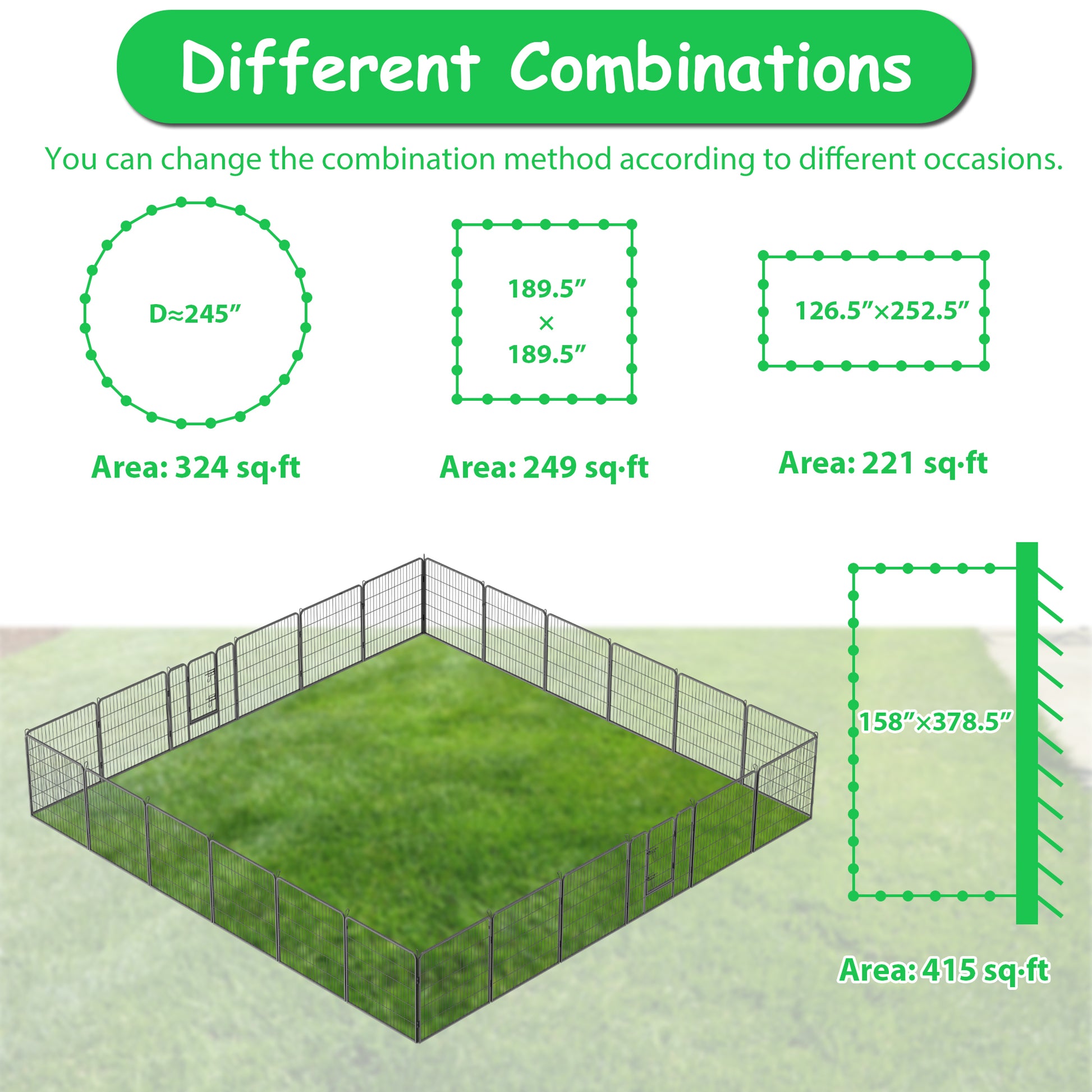 Dog Pens Outdoor 32" Height Foldable24 Panels Heavy Duty Metal Portable Dog Playpen Indoor Anti Rust Exercise Dog Fence With Doors For Large Medium Small Pets Play Pen For Rv Camping Yard Black