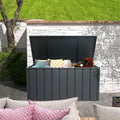 100 Gallon Outdoor Storage Deck Box Waterproof, Large dark gray-steel