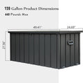 120 Gallon Outdoor Storage Deck Box Waterproof, Large dark gray-steel