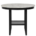 1Pc Transitional Round Counter Height Table White Faux Marble Top Black Finish Base Wooden Furniture White Dining Room Contemporary,Modern,Transitional Round Wood