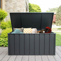 150 Gallon Outdoor Storage Deck Box Waterproof, Large Patio Storage Bin For Outside Cushions, Throw Pillows, Garden Tools, Lockable Dark Gray Dark Gray Steel