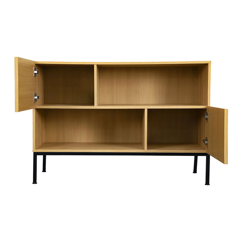 Sideboard Buffet Cabinet, Modern Accent Cabinet With Wavy Grain Door, Console Table With Storage For Living Room, Dinning Room, Kitchen Accent Chests 3 4 Spaces Oak Oak Primary Living Space Open Storage Space American Design,Contemporary,European,Modern