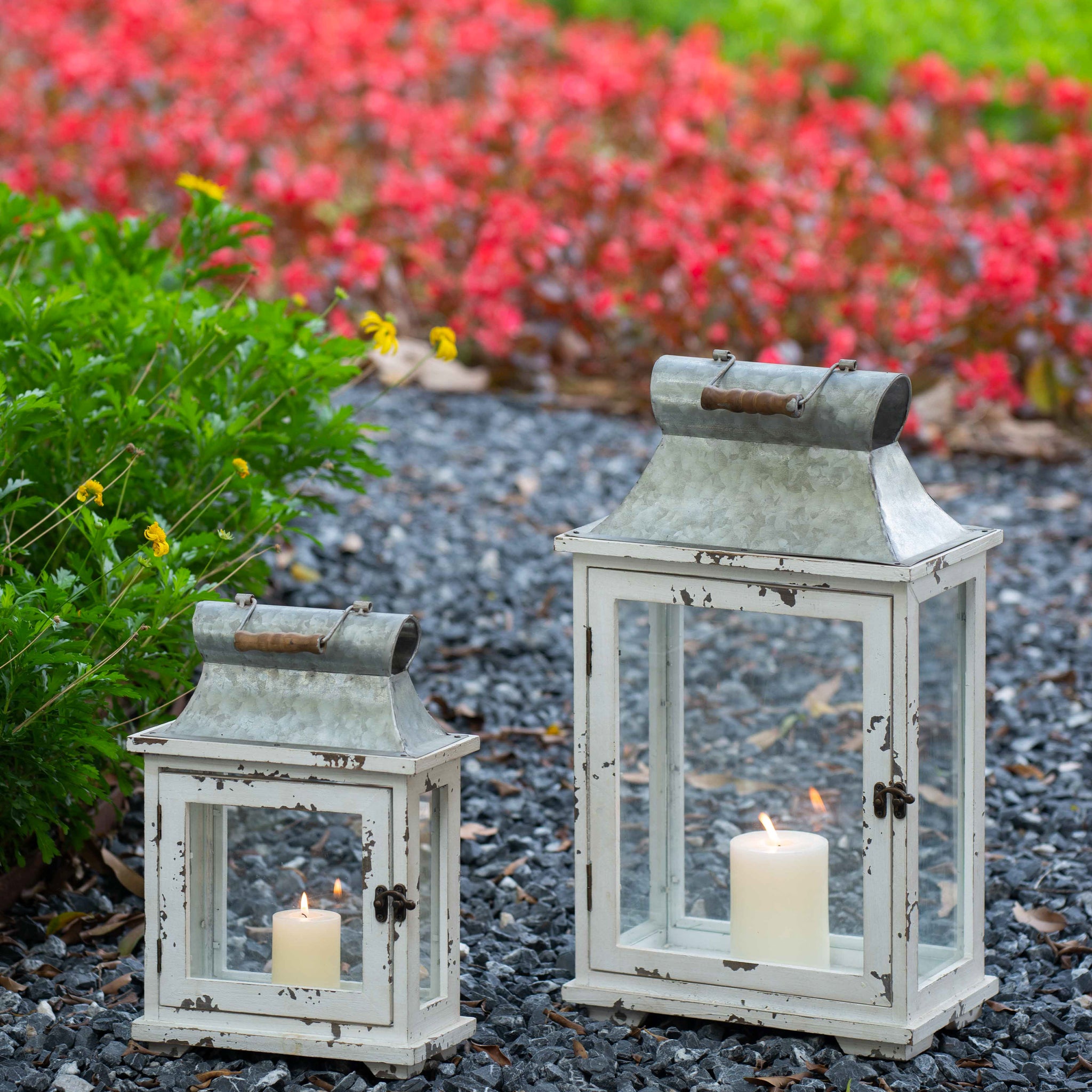 Wooden Candle Lantern Decorative, Hurricane Lantern Holder Decor For Indoor Outdoor, Home Garden Wedding White Wood Glass